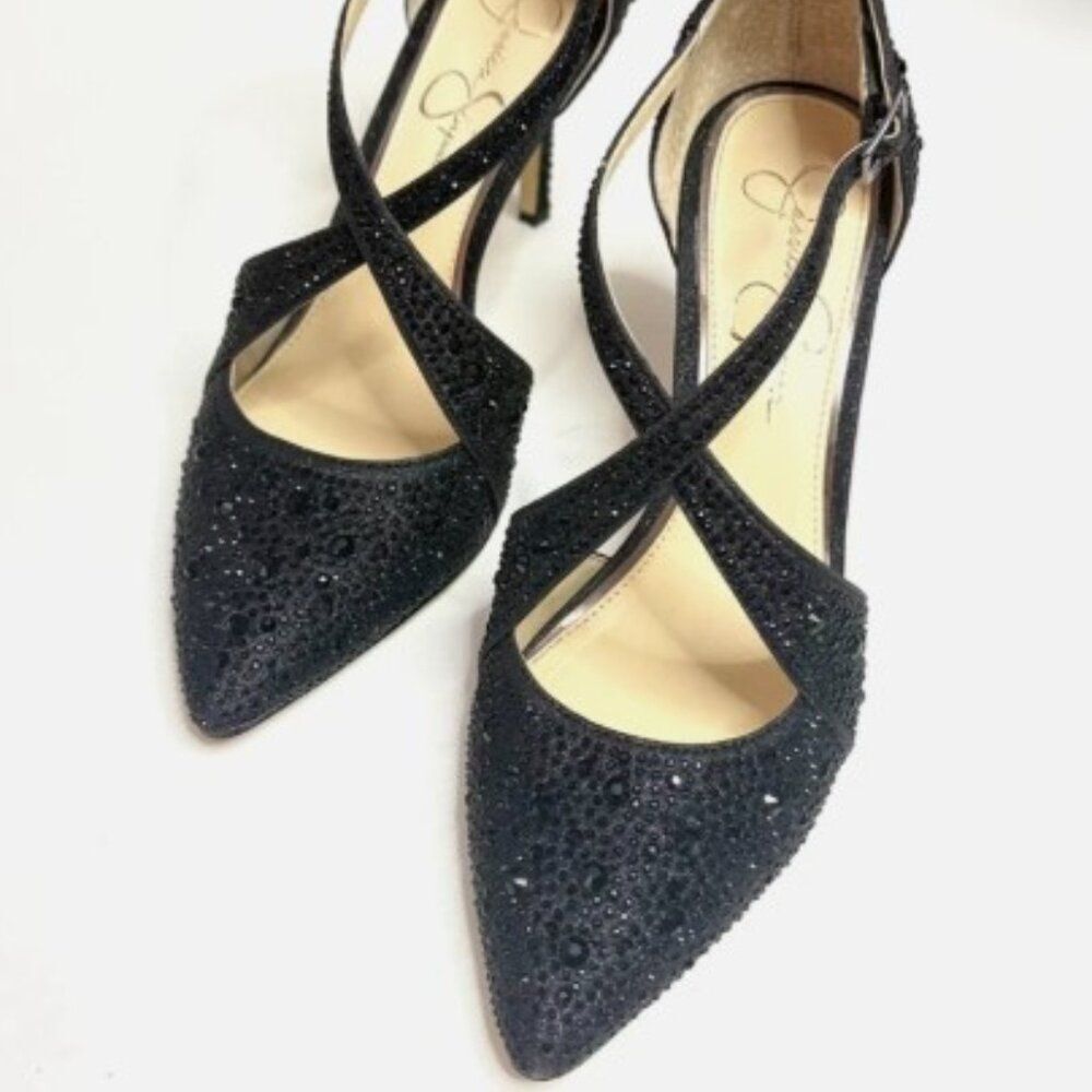 Jessica Simpson Accile Black Rhinestone Heels Size 8M – Worn Twice - Picture 6 of 10